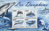 Dolphin Stamp Ocean Marine Fauna Souvenir Sheet of 4 Mint NH