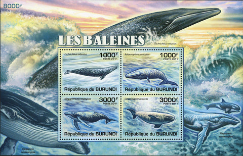 Whale Stamp Cetacea Marine Fauna Ocean Souvenir Sheet of 4 Mint NH