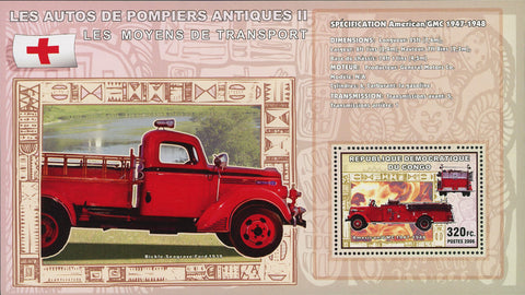 Firefighter Stamp Antique Car Transportation American GMC Souvenir Sheet MNH