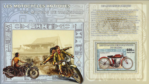 Motorcycle Stamp Indian 1911 Transportation Souvenir Sheet MNH