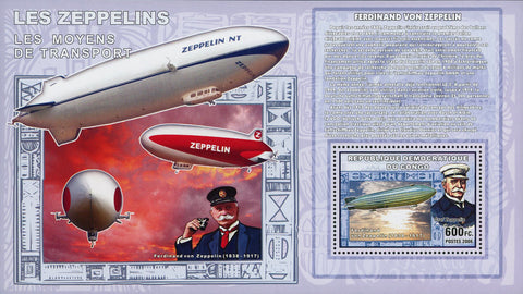 Zeppelin Stamp Transportation Ferdinand Von Souvenir Sheet MNH
