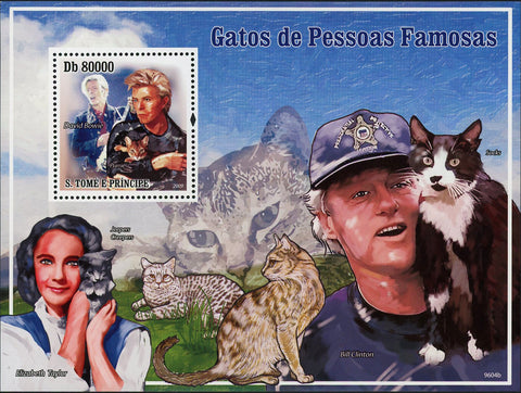 Cats and Famous People Stamp Elizabeth Taylor Bill Clinton Souvenir Sheet MNH