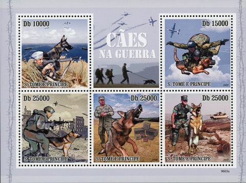 War Dogs Stamp Military Pet Domestic Animal Souvenir Sheet of 5 MNH