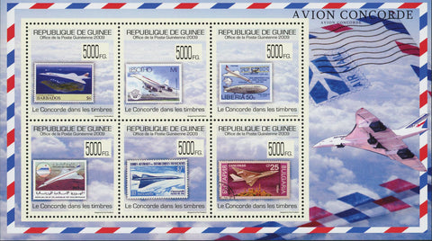 Airplane Stamp Concorde France Transportation Aviation Souvenir Sheet of 6 MNH