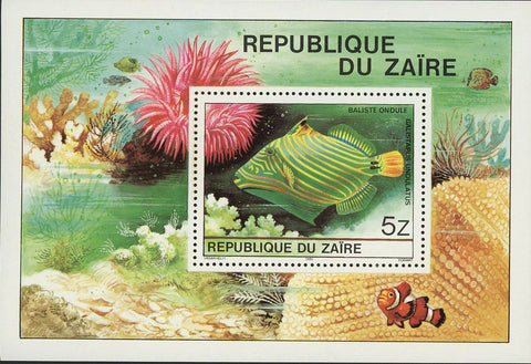 Fish Stamp Baliste Ondule Corals Marine Fauna Souvenir Sheet Mint NH