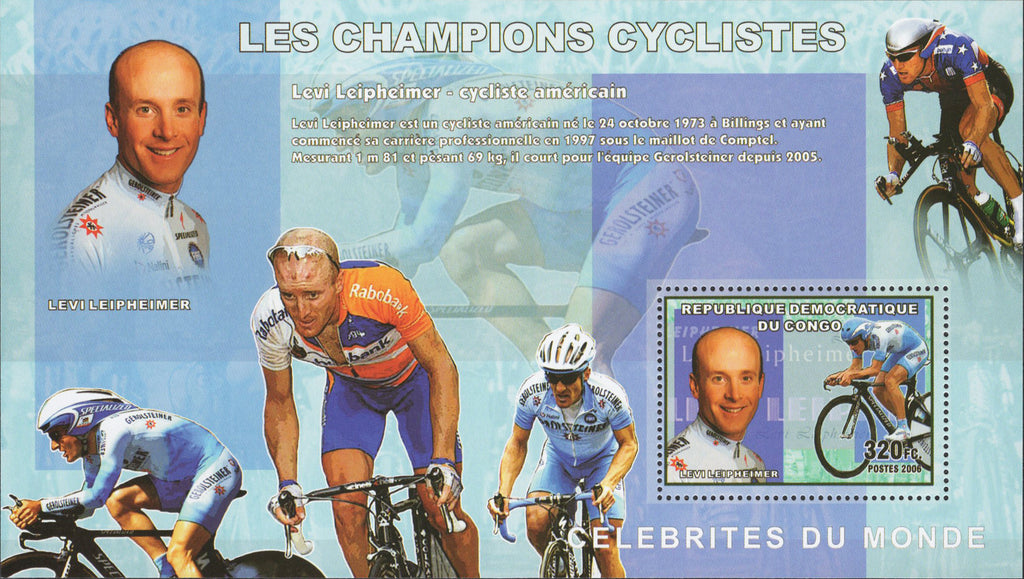 Levi Leipheimer Stamp Famous Cyclist Souvenir Sheet Mint NH