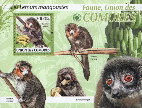 Fauna Lemurs Mongooses Banana Souvenir Sheet Mint NH