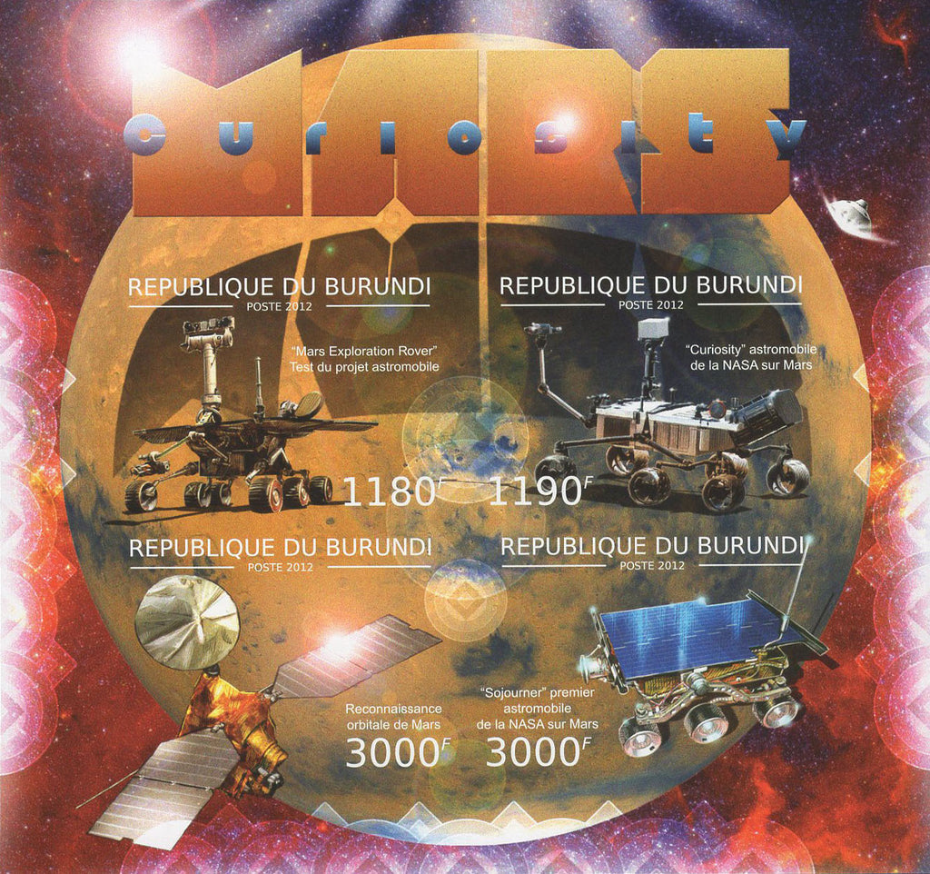 Nasa Curiosity Astromobile Space Imperforated Souvenir Sheet of 4 Stamps MNH