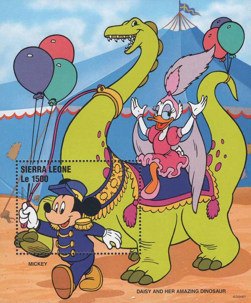 Sierra Leone Daisy and her Amazing Dinosaur Mickey Souvenir Sheet MNH