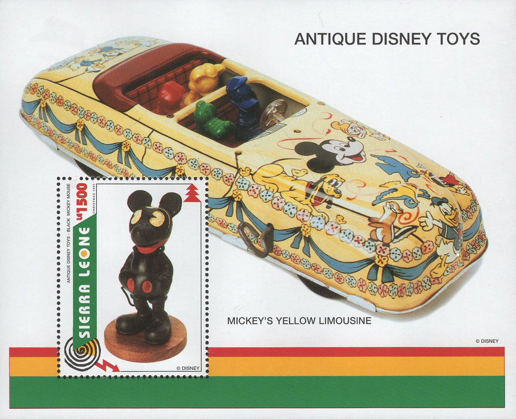 Sierra Leone Antique Disney Toys Mickey's Yellow Limousine Souvenir Sheet MNH