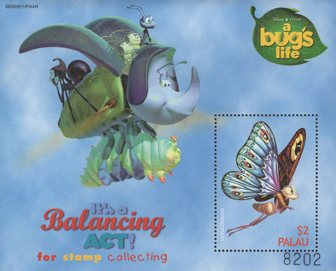 Palau A Bug's Life It's A Balancing Act Disney Pixar Souvenir Sheet MNH