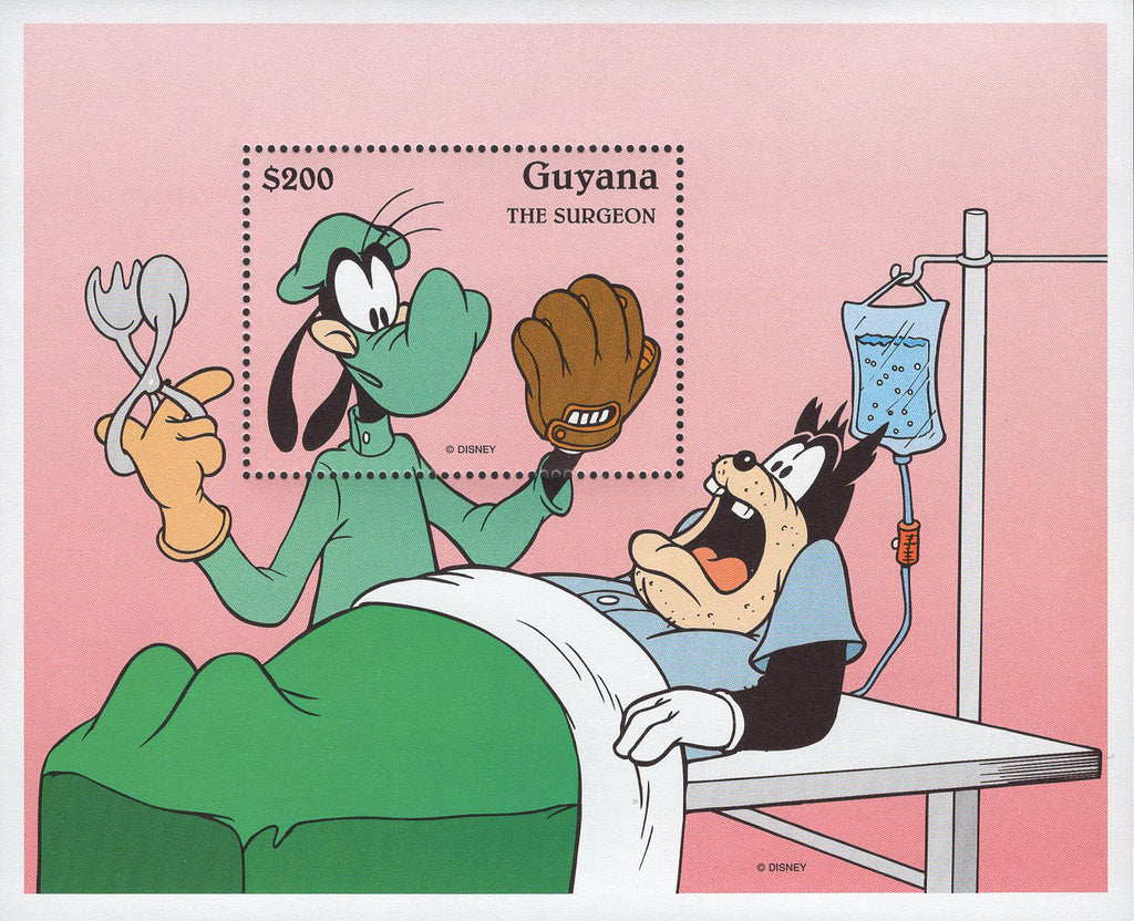 Guyana Goofy The Surgeon Disney Souvenir Sheet Mint NH