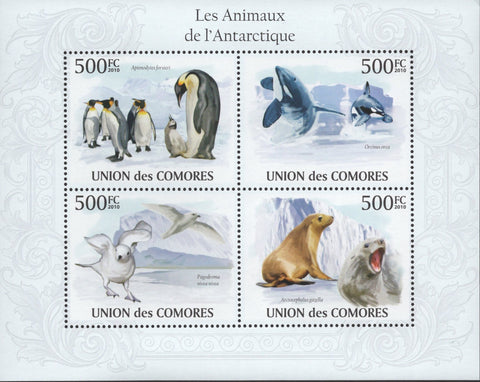 Comoros stamp Station Antarctic Penguins Owls Polar Ship Souvenir Sheet Mint NH