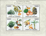Fruits & Trees of the Indian Ocean Region Souvenir Sheet of 4 stamps MNH