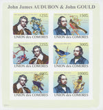 John James Audubon, John Gould Birds Imperforated Sov. Sheet of 6 Stamps