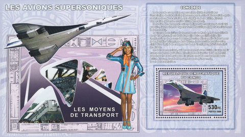 Supersonic Aircraft Airplane Concorde Transportation Sov. Sheet MNH