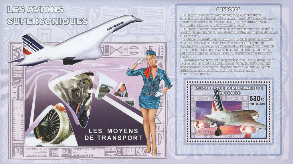 Supersonic Aircraft Airplane Concorde Transportation  Sov. Sheet MNH