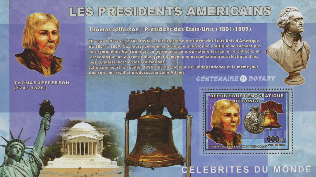 American Presidents Thomas Jefferson United States  Sov. Sheet  MNH