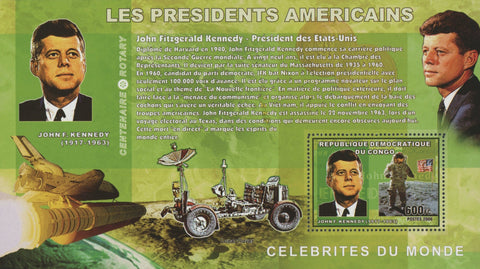 John F. Kennedy Stamp American Presidents Moon Space Astronaut Sov. Sheet MNH