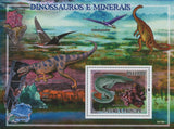 Dinosaurs and Minerals Quartz Souvenir Sheet MNH