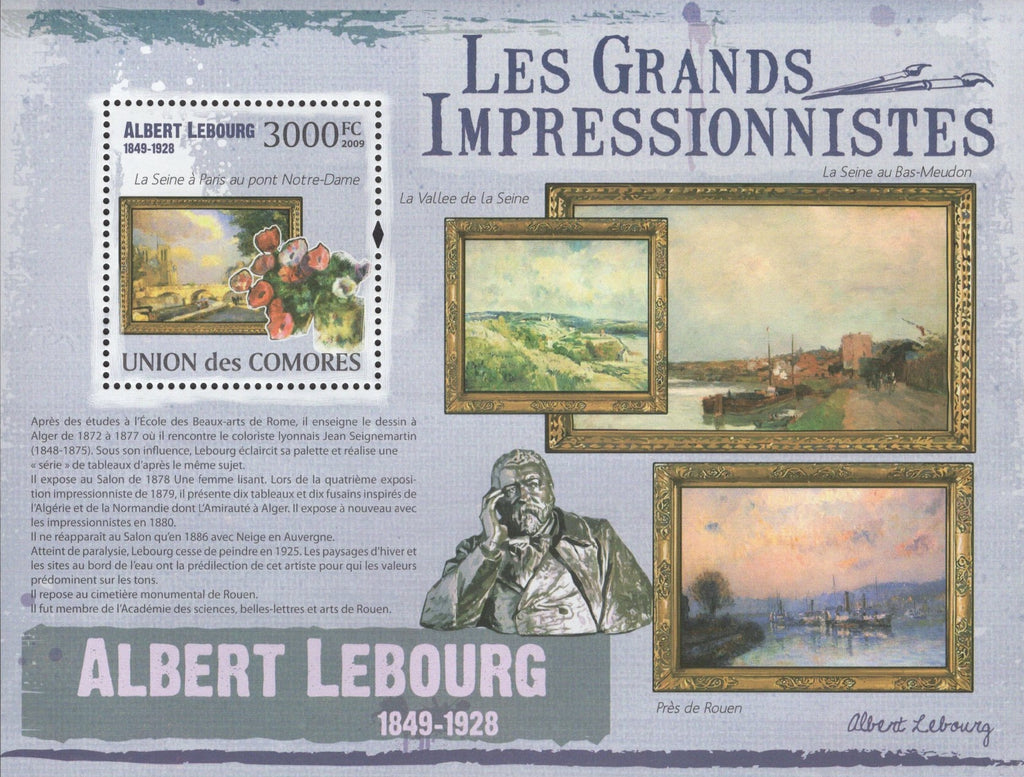 Famous Impressionist Albert Lebourg Souvenir Sheet Mint NH