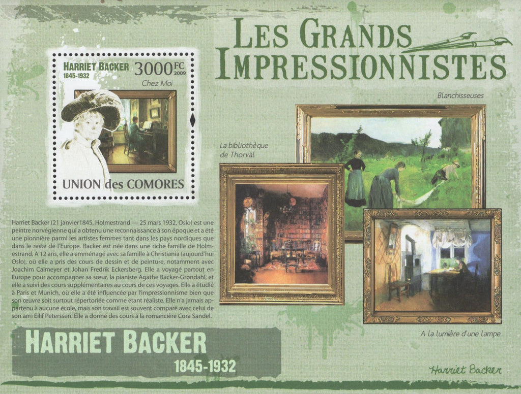 Famous Impressionist Painter Harriet Backer Souvenir Sheet MNH