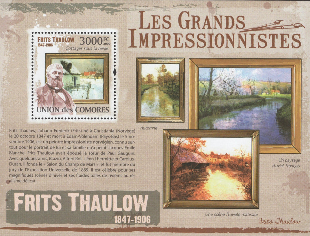 Famous Impressionist Frits Thaulow Painter Souvenir Sheet Mint NH