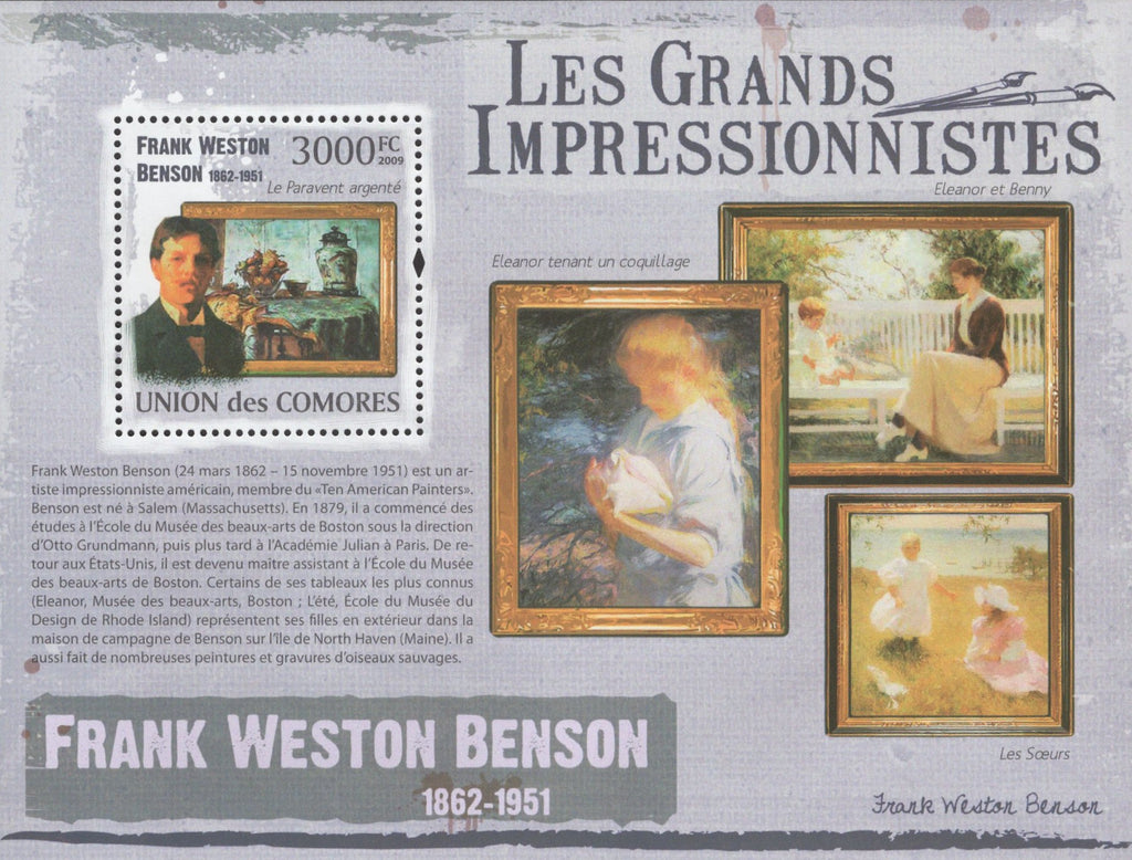 Famous Impressionist Frank Weston Benson Souvenir Sheet Mint NH