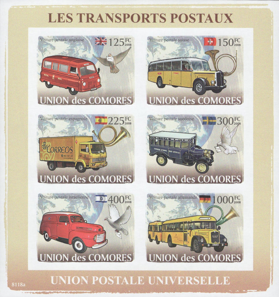 Postal Transportation Imperforated Sov. Sheet of 6 Stamps MNH