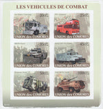 Combat Vehicles Trucks Imperforated Souvenir Sheet of 6 Stamps MNH