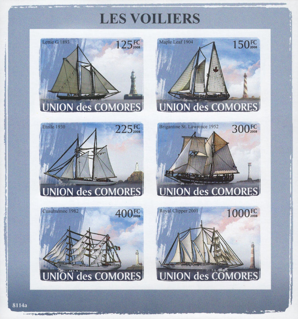 Sailboats Ocean Boat Transportation Sov. Sheet of 6 Stamps MNH