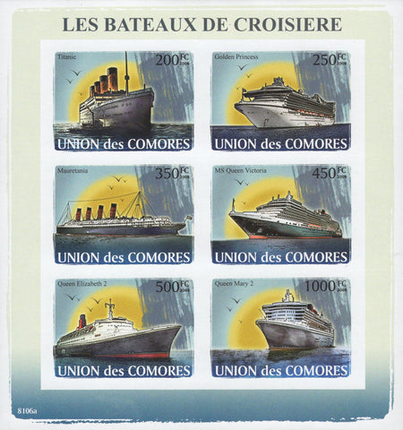 Famous Cruises Titanic Imperforated Sov. Sheet of 6 Stamps MNH