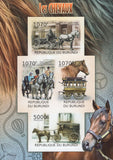 Horses Drawn Carriage Imperforated Souvenir Sheet of 4 Stamps MNH
