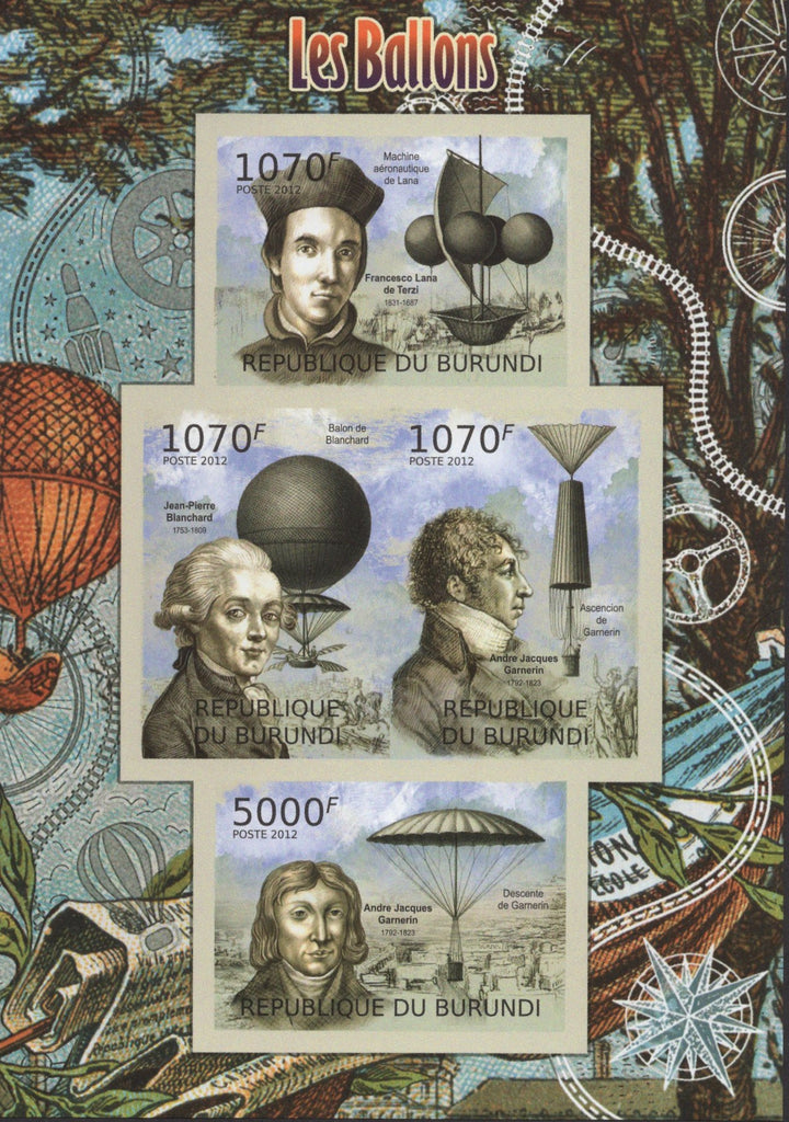 Hot Air Balloon Imperforated Souvenir Sheet of 4 Stamps MNH
