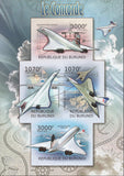 Concorde Airplane Imperforated Souvenir Sheet of 4 Stamps MNH