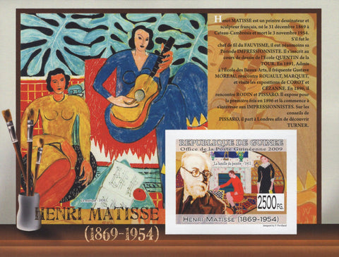Painter Henri Matisse Imperforated Souvenir Sheet MNH