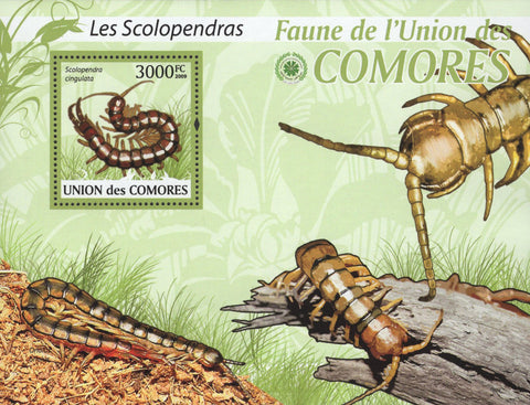 Centipede Stamp Fauna Scolopendra Insects Souvenir Sheet Mint NH