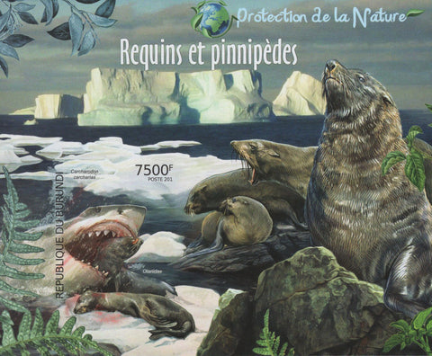 Fauna Nature Sharks Seals Ocean Ice Imperforated Sov. Sheet MNH