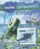 Save Whales Ocean Ship Protection Imperforated Souvenir Sheet MNH