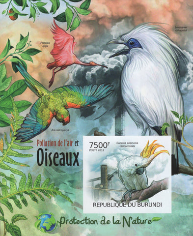 Air Pollution Birds Nature Imperforated Souvenir Stamp MNH