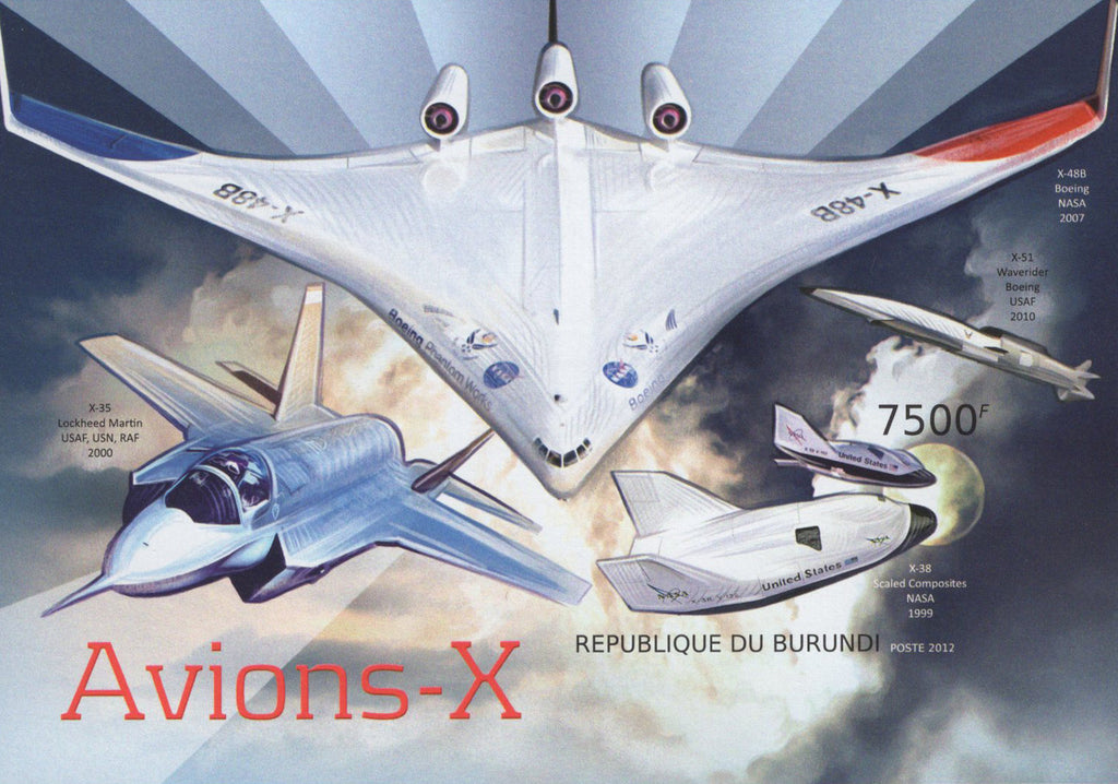 X-Airplanes Moon Clouds Imperforated Souvenir Sheet MNH