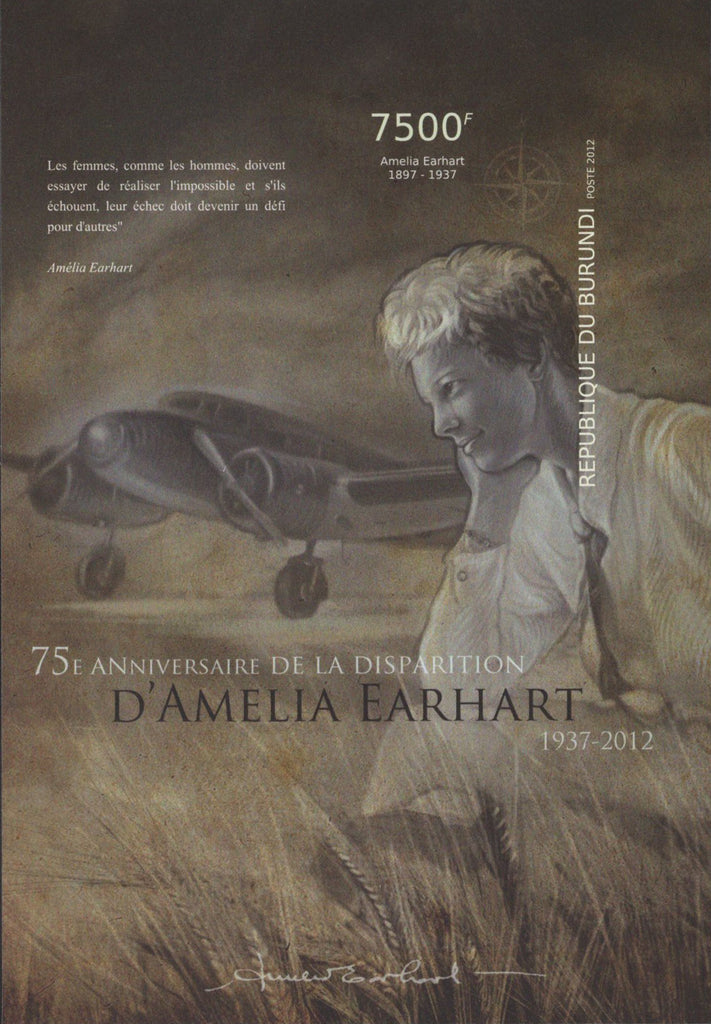 Amelia Earhart Anniversary Imperforated Sov. Sheet  MNH