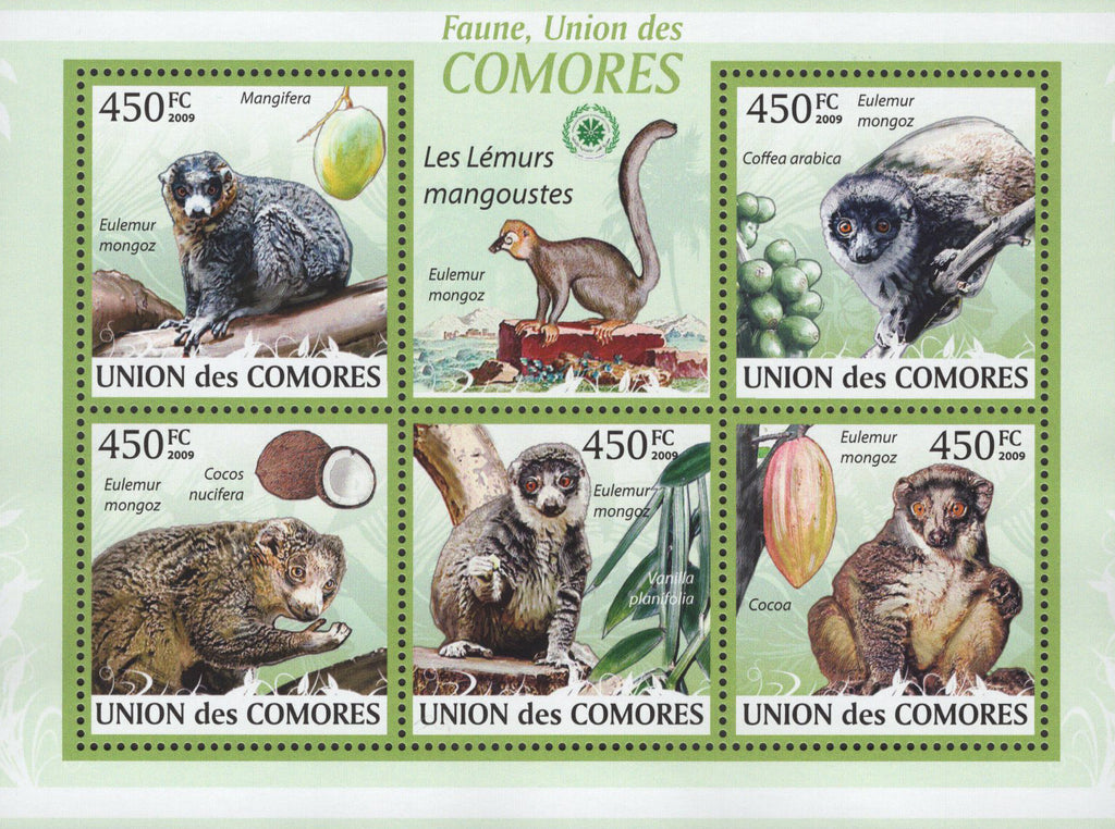 Fauna Mongoose Lemurs Primate Sov. Sheet of 5 Stamps MNH