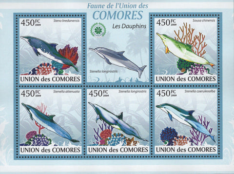 Fauna Dolphins Marine Sov. Sheet of 5 Stamps MNH