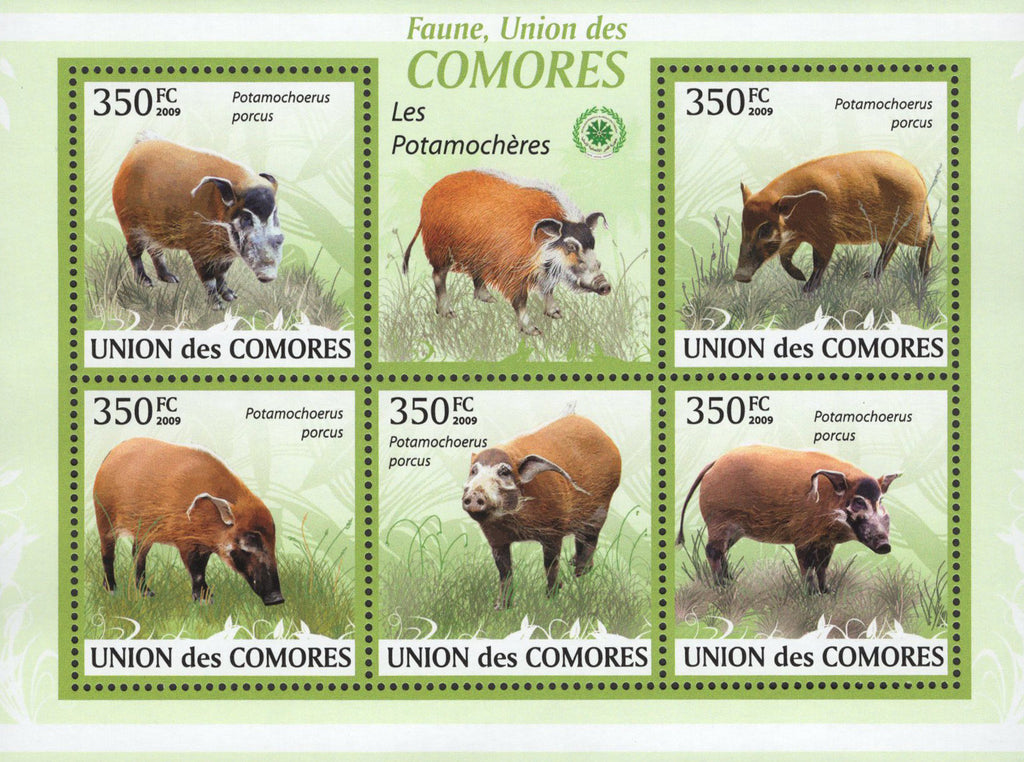 Bushpigs Stamp Fauna Wild Animals Souvenir Sheet of 5 Stamps MNH