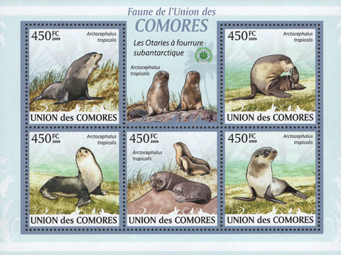 Sub Antarctic Fur Seals Stamp Fauna Sov. Sheet of 5 Stamps MNH