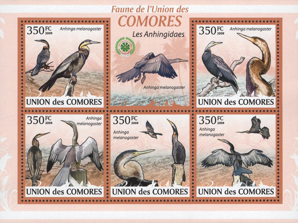 Darters Stamps Fauna Famous Birds Snakebirds Sov. Sheet of 5 Stamps MNH