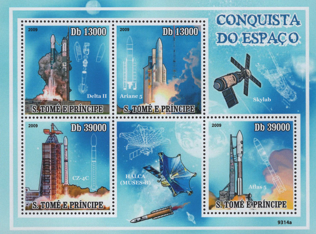 Space Conquer Rockets Sov. Sheet of 4 Stamps MNH