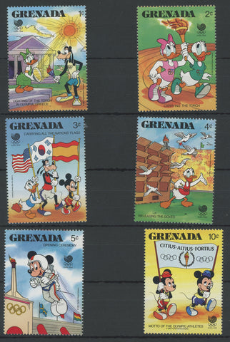 Grenada Disney Stamps Olympics Sports Serie Set of 6 Stamps Mint NH