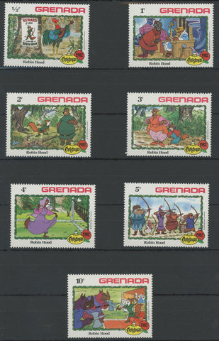 Grenada Disney Stamps Robin Hood Serie Set of 7 Stamps Mint NH
